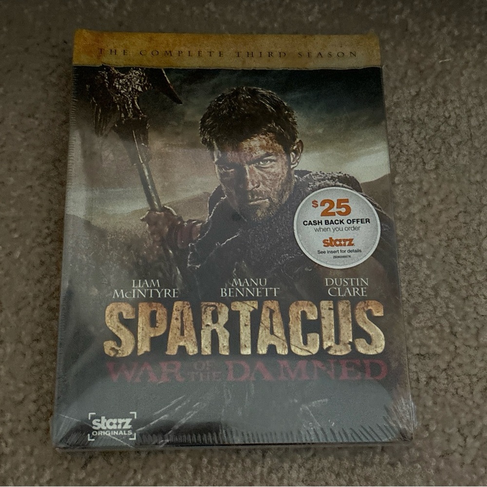 Spartacus War of the Damned! Complete third season.  New in package.  DVD.